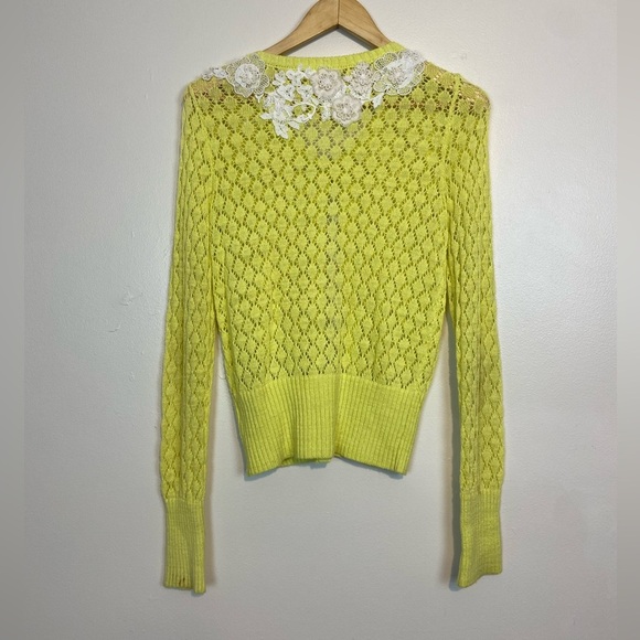 Vintage Anthropologie X Yellow Bird Sparrow Valance Cardigan Lace Collar Knit - Picture 7 of 8